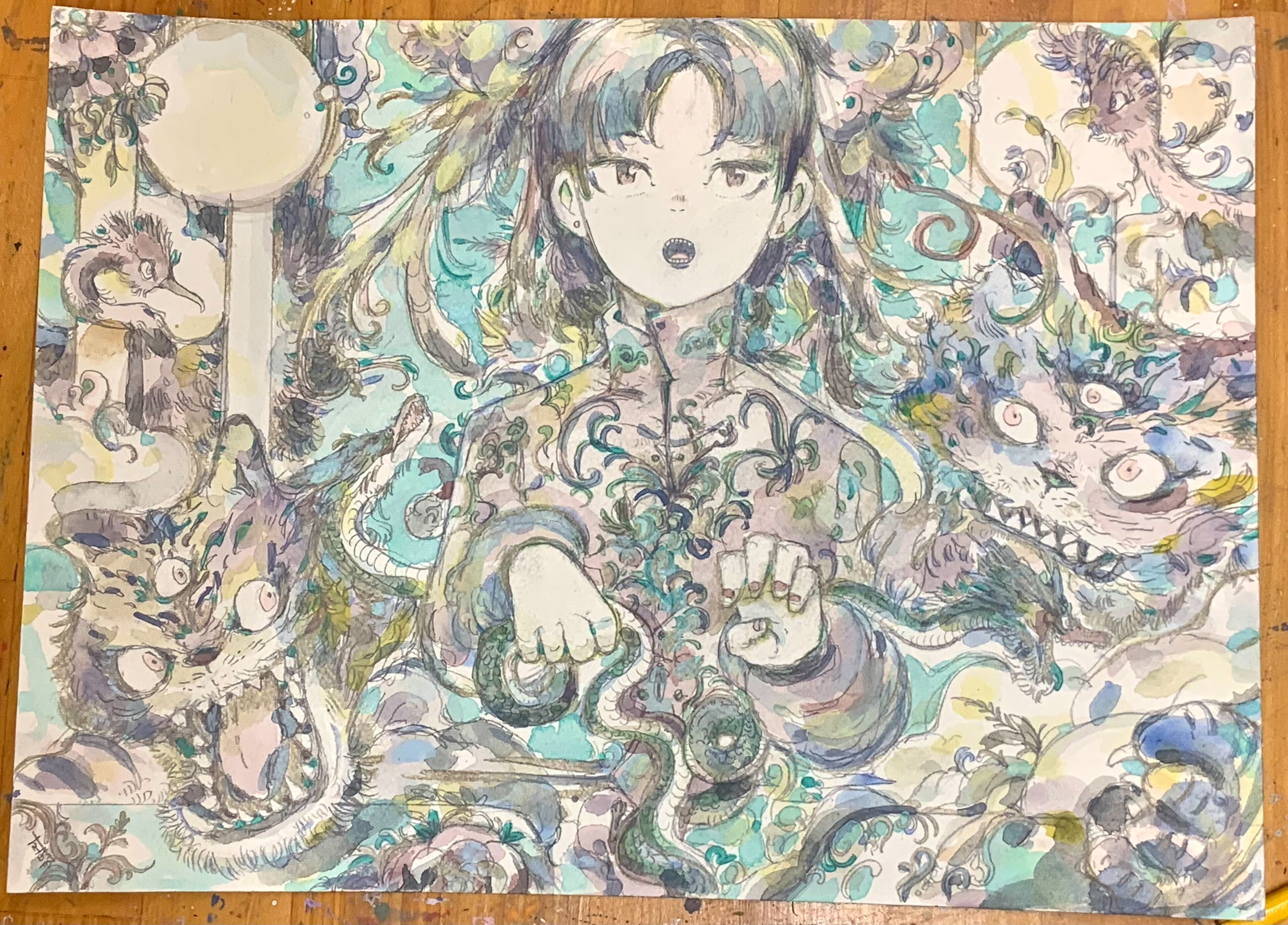原画】タイガースタンス リーウェイアンドイノセンス | 左猫背の絵のお店