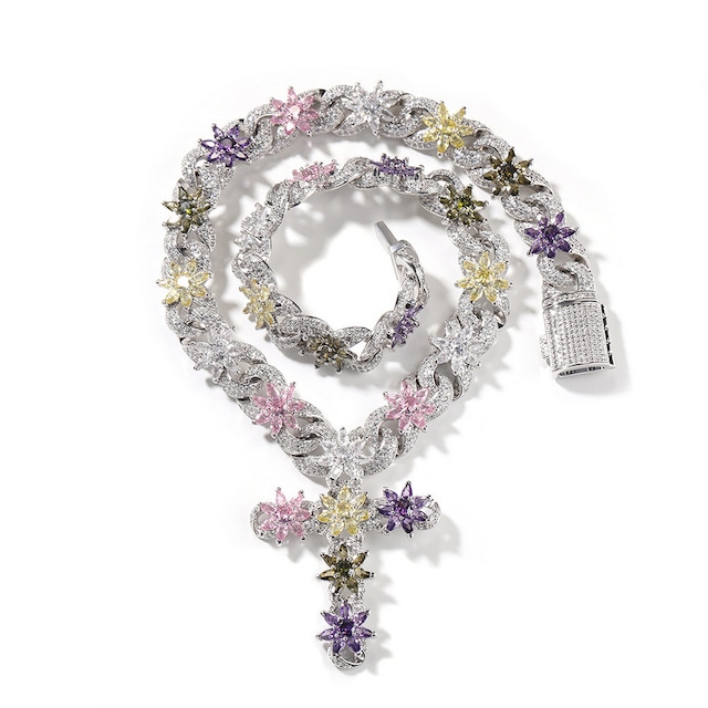 花クロスネックレス セットW245