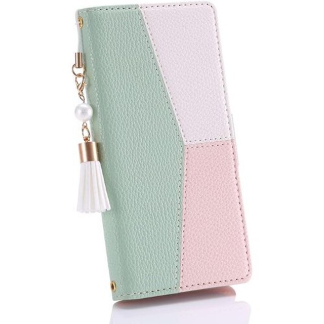 AQUOS sense7 SHG10 スマホケース 手帳タイプ 財布型 ブックタイプ 女性 カワイイ 真珠チャーム付き 綺麗 AQUOS sense7 SH-53C 手帳型ケース 人気 かわいい 上質 ストラップ付けケース アクオスセンス7 手帳型ケース マグネット付き アクオスセンス7 ソフトケース AQUOS sense7 保護ケース 全面保護 耐衝撃 横置きスタンド マグネット カードホルダー グリーンとホワイト 1668
