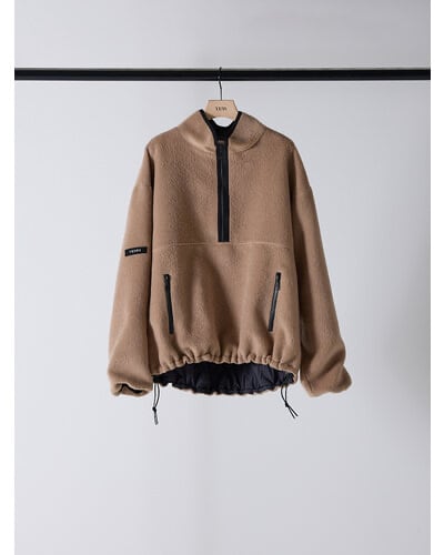 【YENN】[Y254-41126] SHAGGY HALF ZIP JK