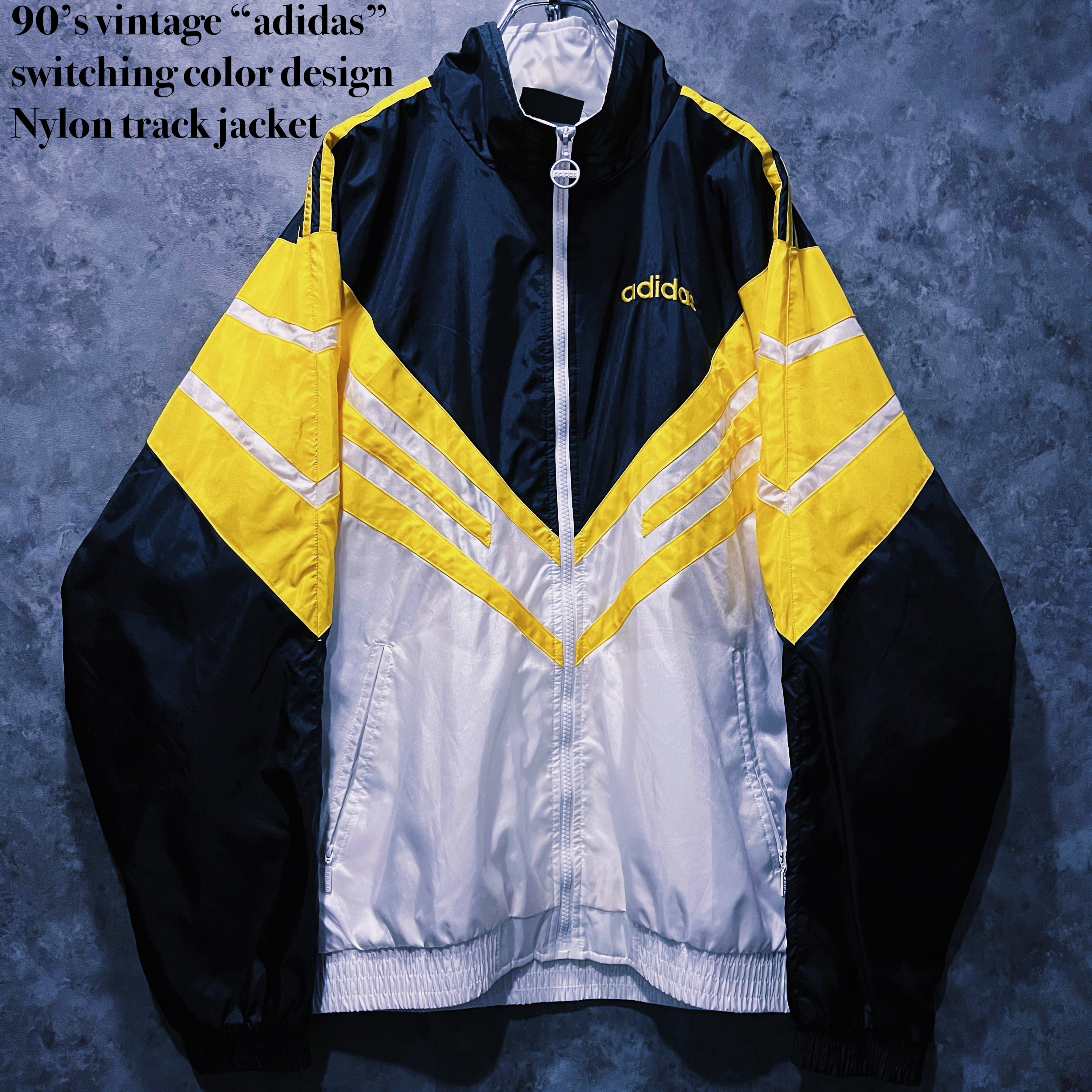 【doppio】90’s vintage “adidas” switching color design Nylon track jacket
