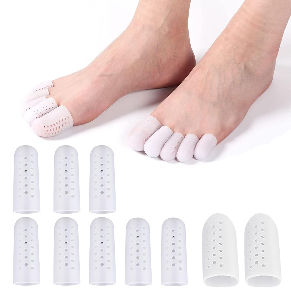 【人気】シリコン 足指サック指サック 足指 キャップ プロテクター 足指 袖 足爪保護キャップ 摩擦疼痛緩和 通気性 水洗い可 (大2個、小8個)