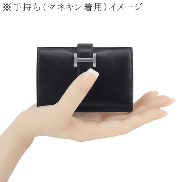 Unused HERMES エルメス カードケース ベアン ボックスカーフ 黒 二