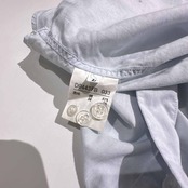 PAPAS パパス 両胸ポケット シルク混 BD 半袖シャツ サイズ L /水色/メンズ/薄手