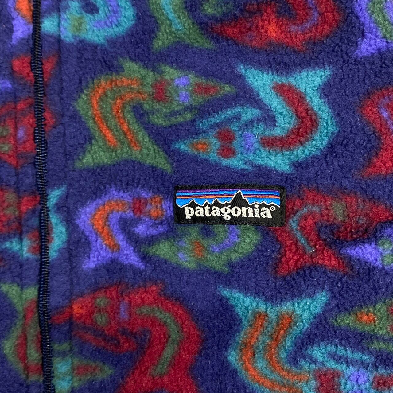 キッズ】90年代 90s Patagonia パタゴニア 総柄 魚柄 フリースプル