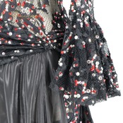 社交ダンス 衣装 ドレス ワンピース レース 黒 赤 レッド ブラック デモ 競技 ダンス パーティ 発表会 上品 ブラック系 レッド系 フォーマル ドレッシー スリット 胸パッド 透け感 エレガント 大人 パーティー用 おしゃれ 黒ドレス 赤ドレス 競技用ダンス