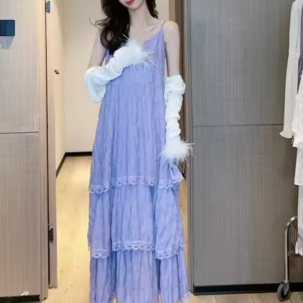 レースティアードキャミソールワンピース