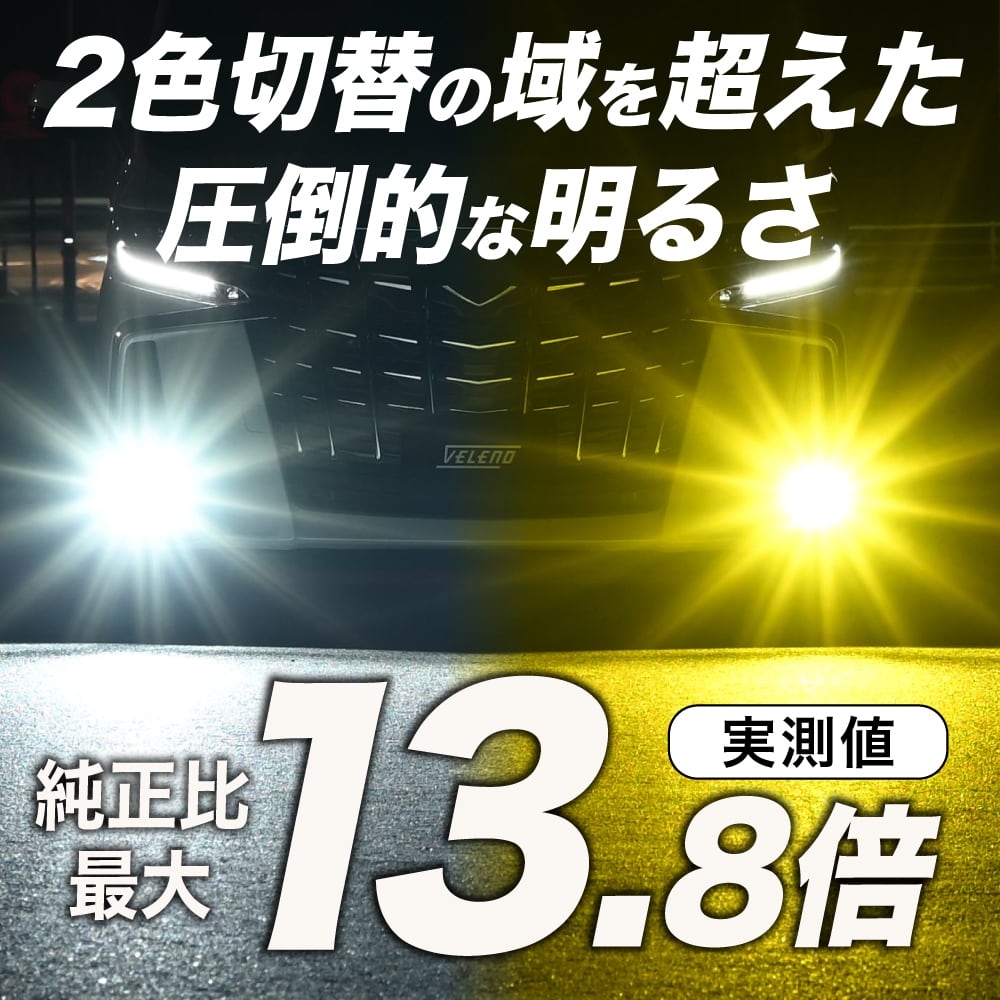 2色切り替え LED フォグランプ VELENO イエロー 13800lm / ホワイト