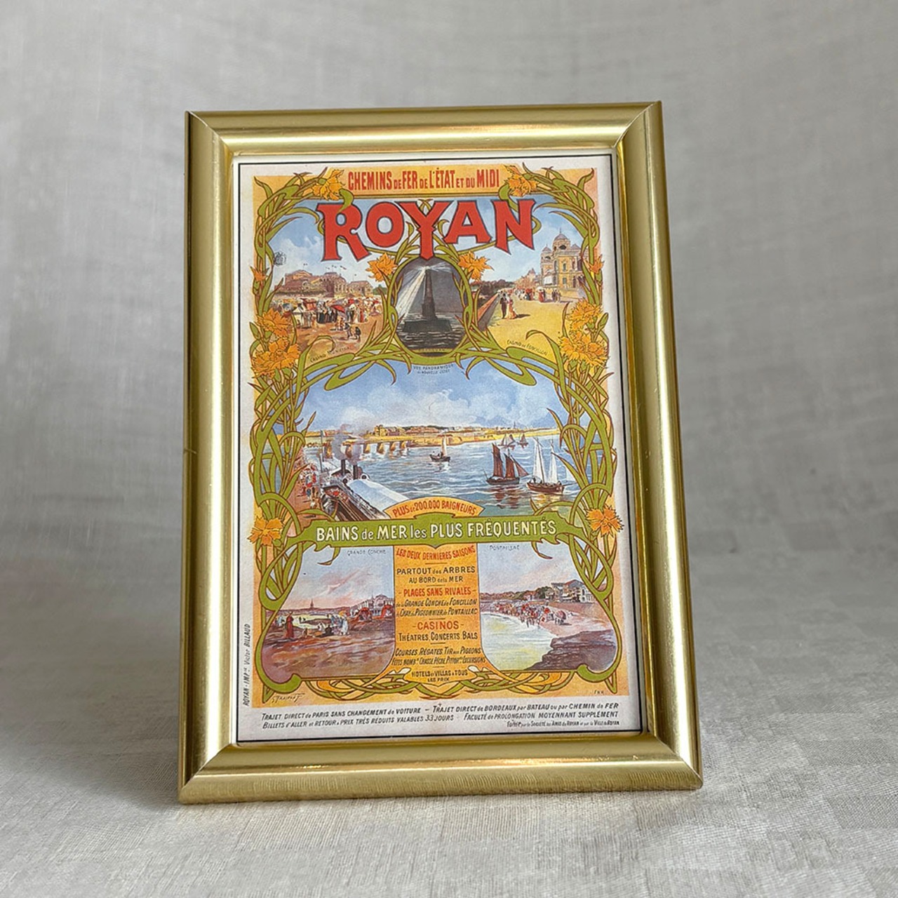 ポストカード　フレーム入り　旅行宣伝ポスター　南フランス　国鉄とロワイヤンの街　12otcp22-5