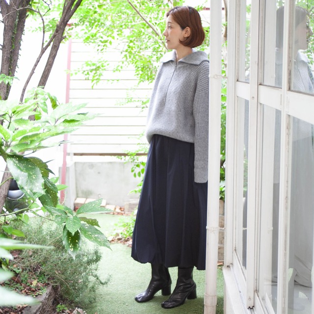 【lelill（レリル）】ワッフルハーフZIPニット