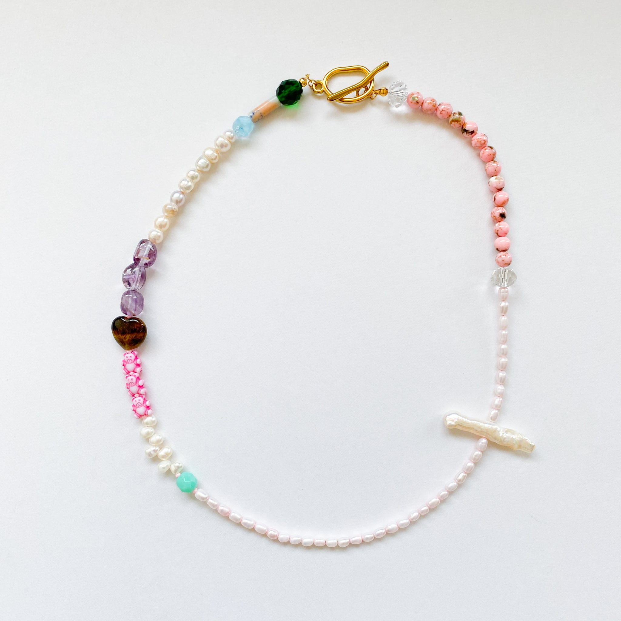 淡水パールとビーズのネックレス(たまに天然石）