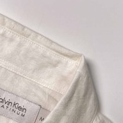リネン混 Calvin Klein PLATINUM カルバンクライン プラチナム 半袖 シャツ M/ホワイト メンズ