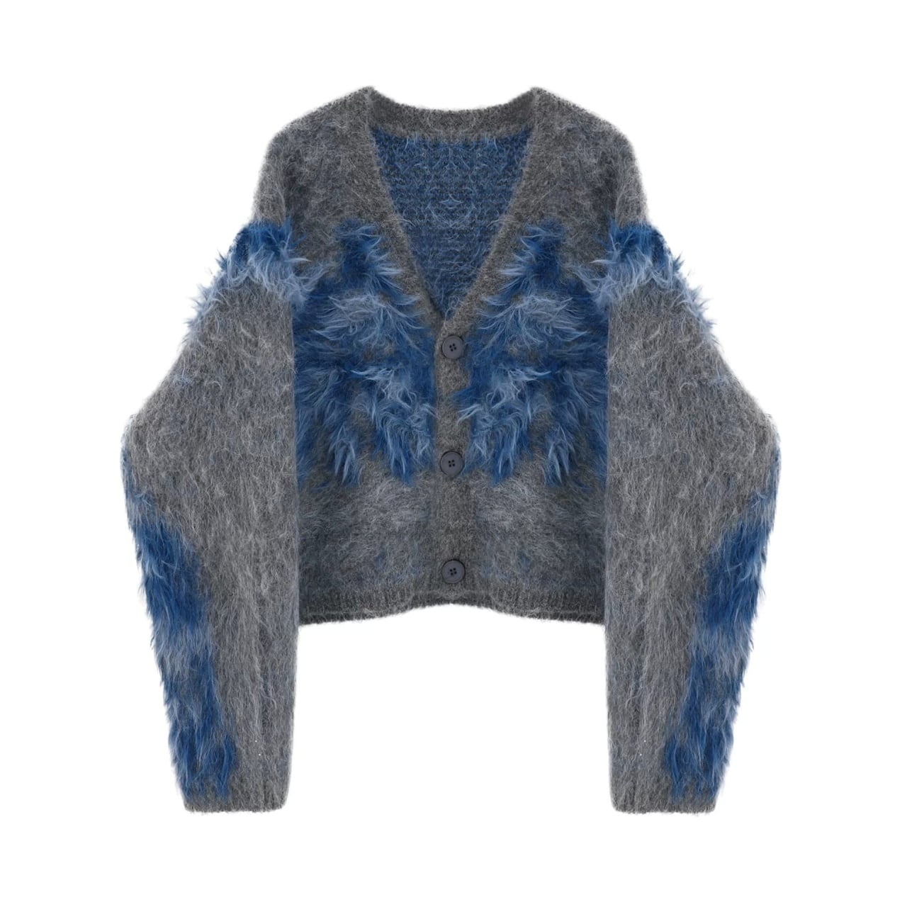 Gradient Shaggy V-Neck Cardigan 01506