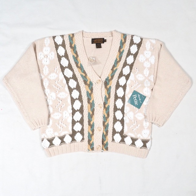 【NOS】Eddie Bauer Women's cotton knit cardigan S /80's エディーバウアー コットン ニットカーディガン