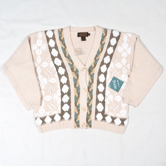 【NOS】Eddie Bauer Women's cotton knit cardigan S /80's エディーバウアー コットン ニットカーディガン