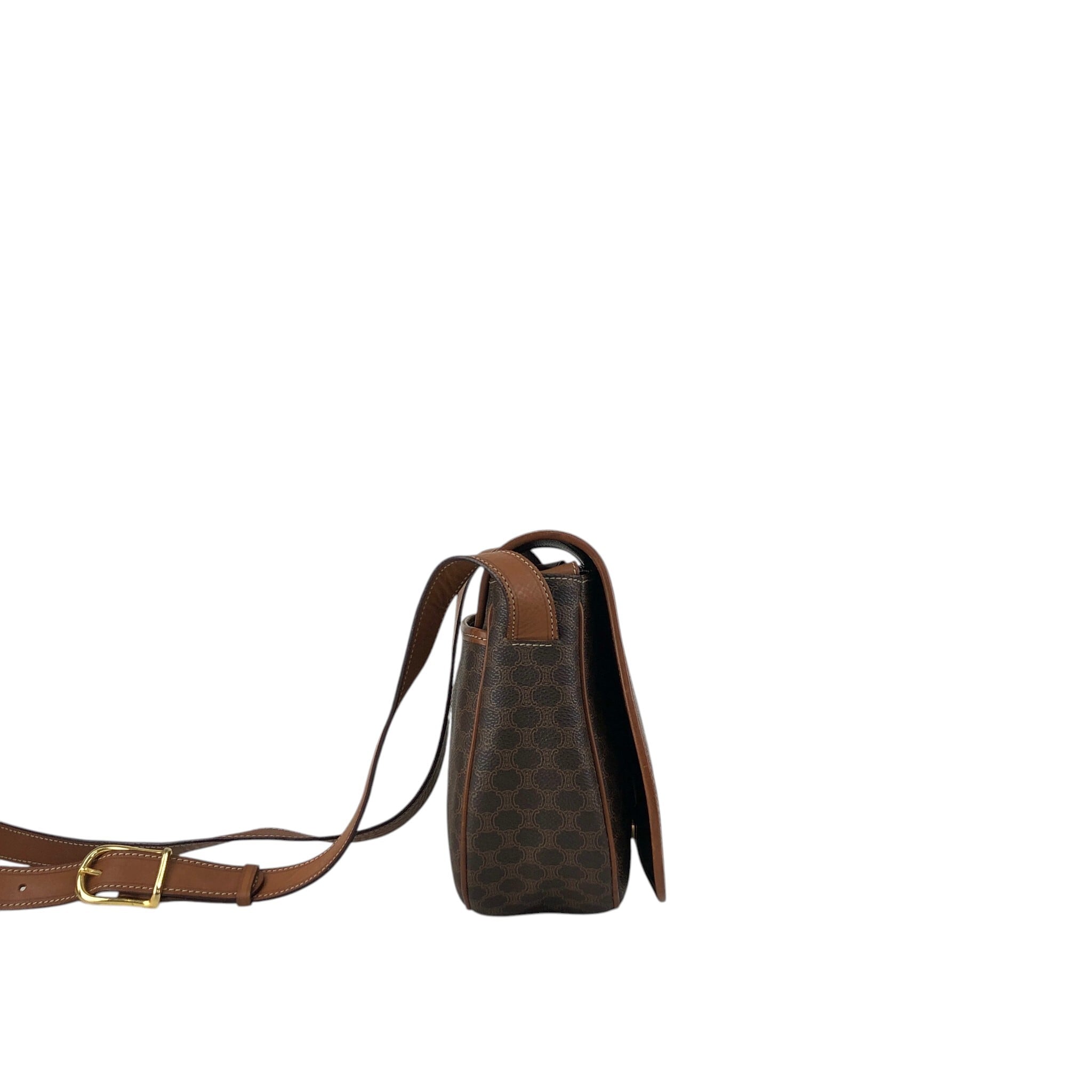 CELINE セリーヌ マカダム ショルダーバッグ ブラウン ブラゾン型押し