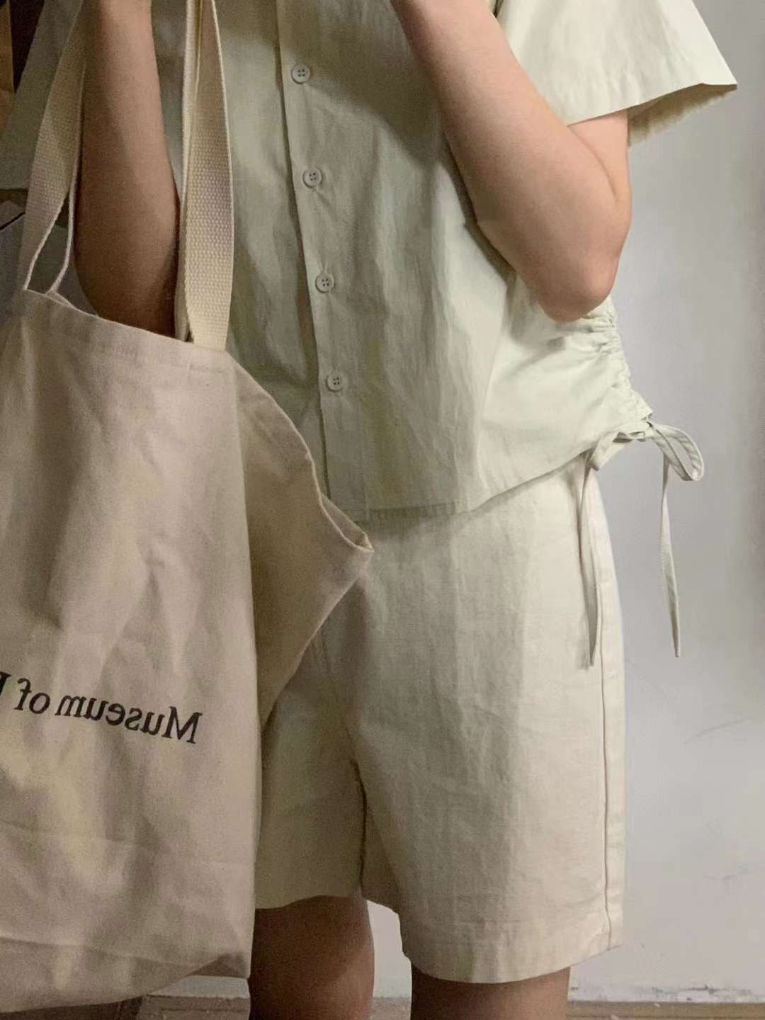 サイドリボン五分袖ブラウス  AJ22085-655