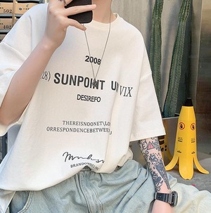 【韓国通販 dgo】2colors 英レタープリントサマーTシャツ ホワイト/ブラック(M2579）センス溢れるファッションitem