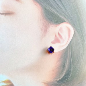 【完成品】アナベル花のブーケピアス•イヤリング（花色パープル&ピンク）