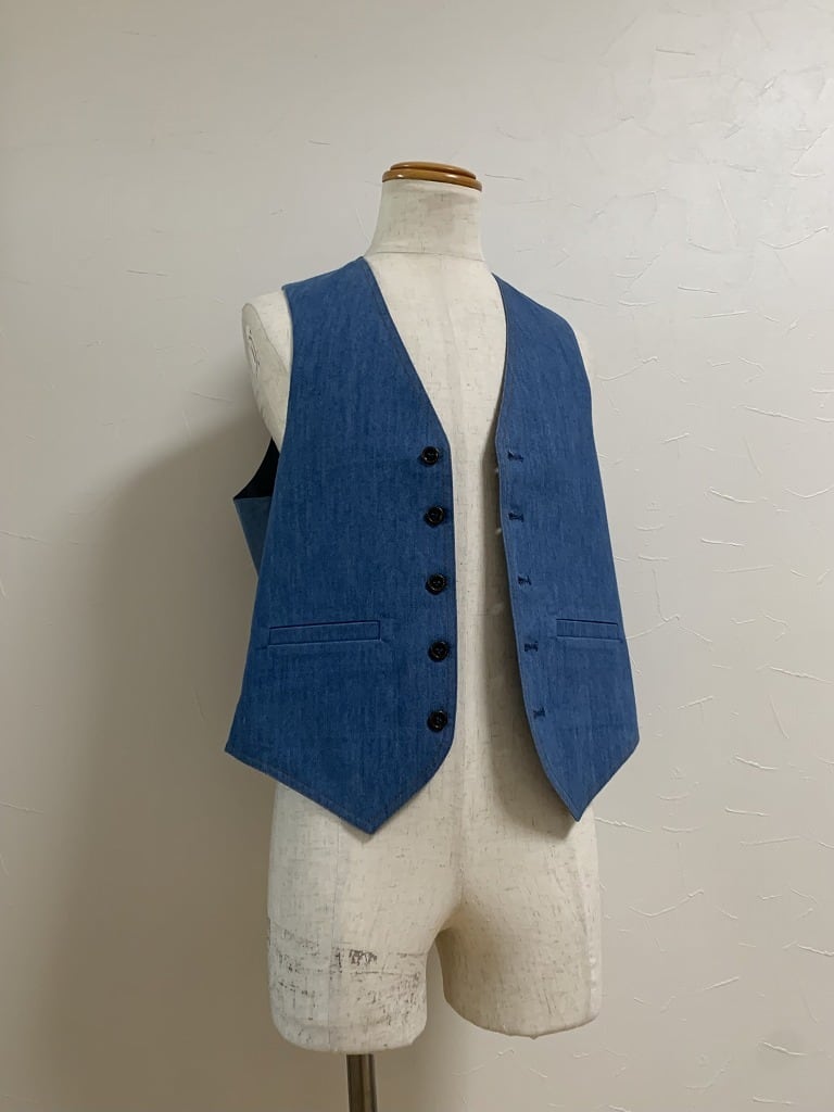 1970's Stitched Design Denim Vest