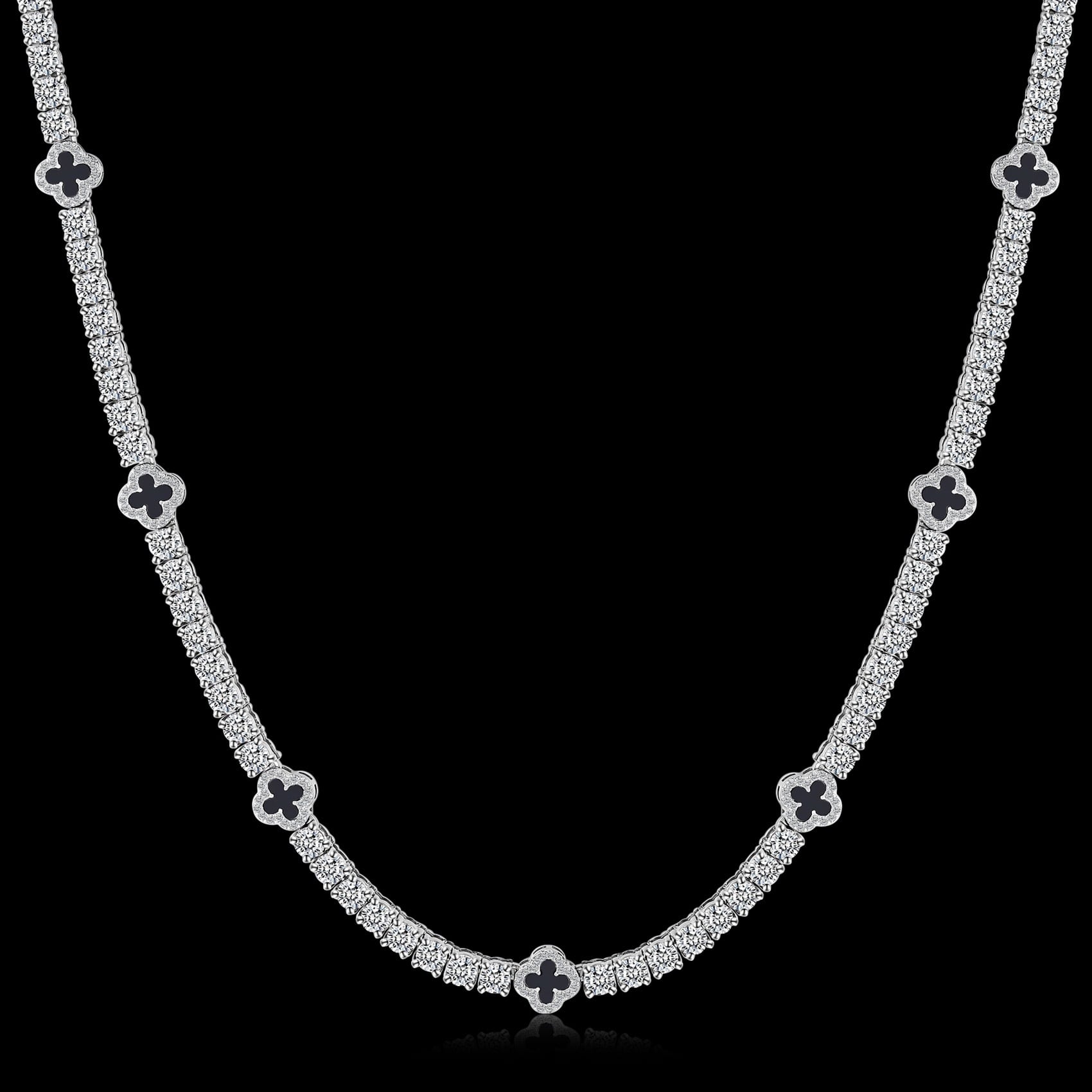 316L Black clover tennis necklace 【シルバー】 | ✯Lucliss Jewelry✯