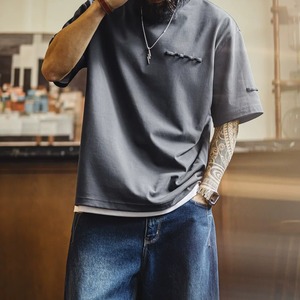 ラウンドネックバックプリントTシャツ 260201