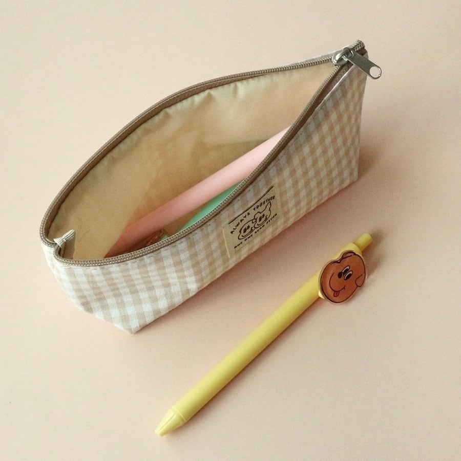 1107] ゴンチル ファブリック ギンガム チェック ペンケース (全