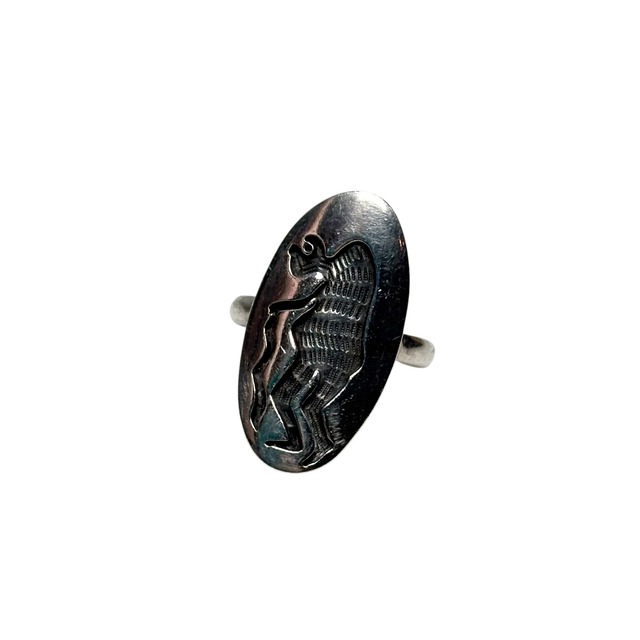 Hopi PATRICK LOMAWAIMA overlay silver ring “Kachina”