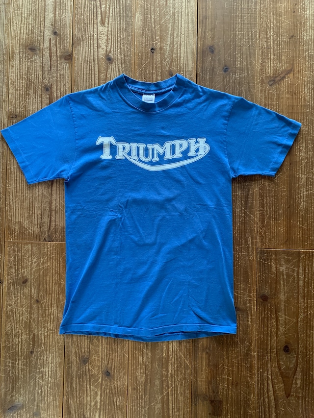 90's anvil ''TRIUMPH'' プリントTシャツ ブルー 表記(L) USA製
