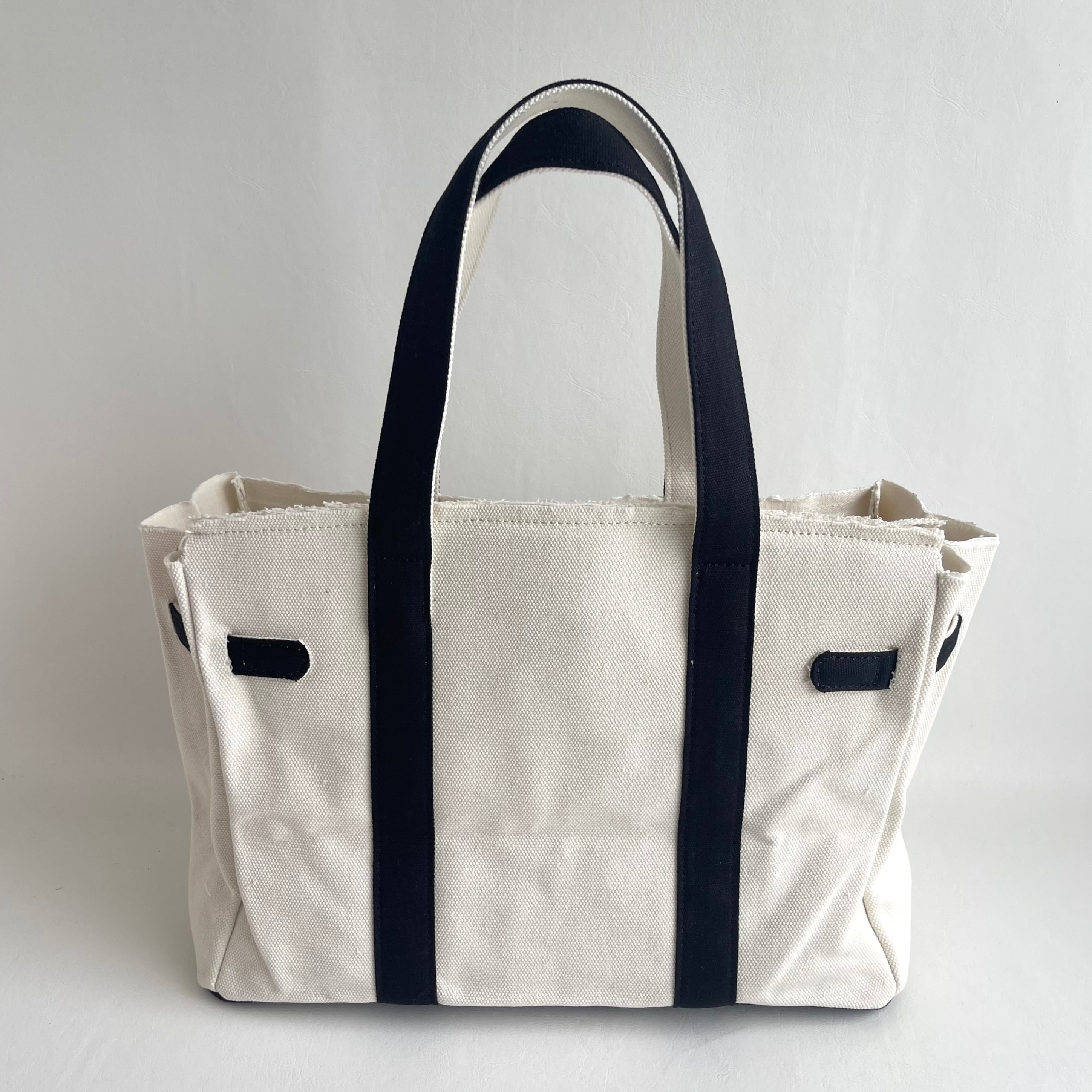 KANAGU tote BAG / raw edge style / black x silver | meong blue