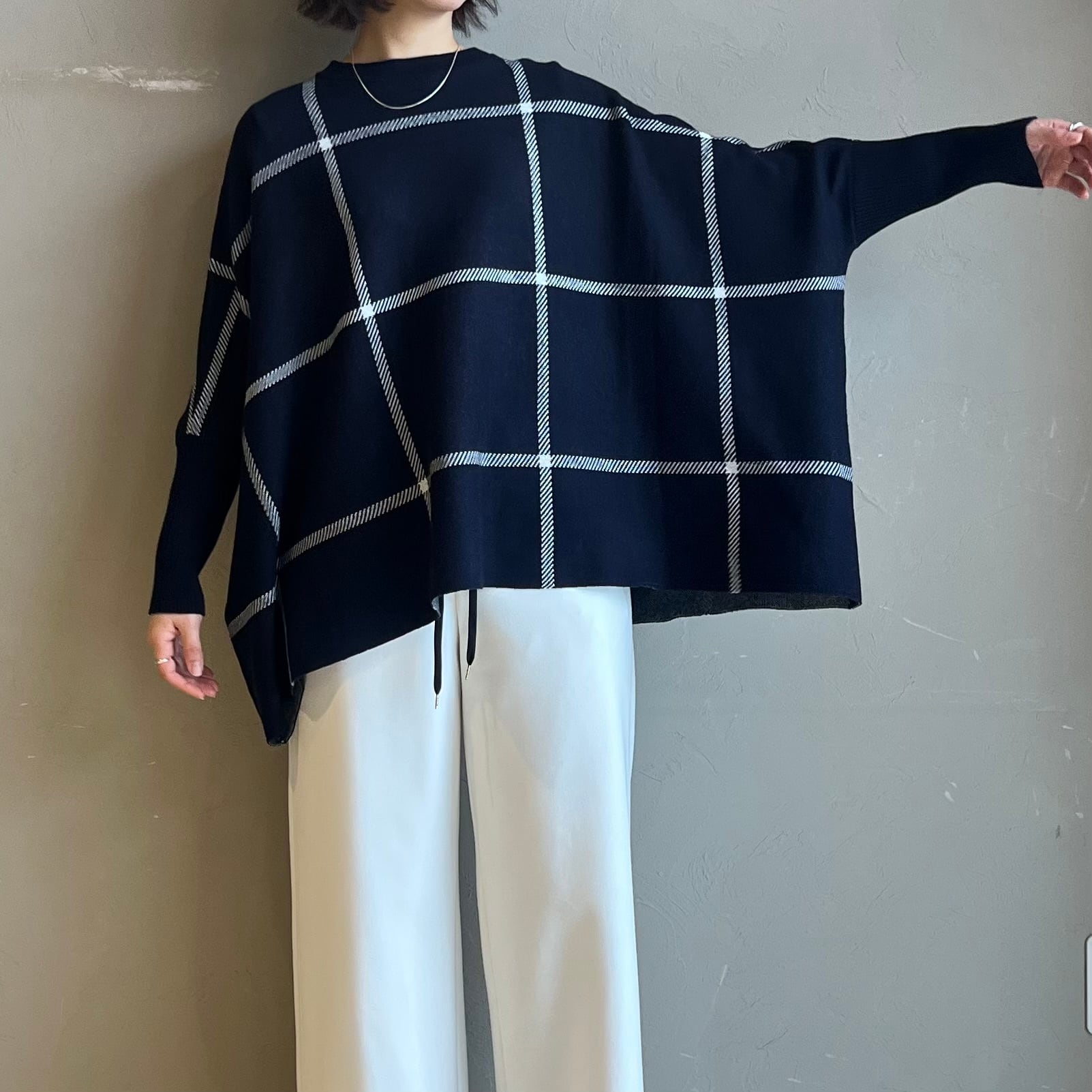 【 CYNICAL 】チェック柄コットンニットワイドプルオーバー