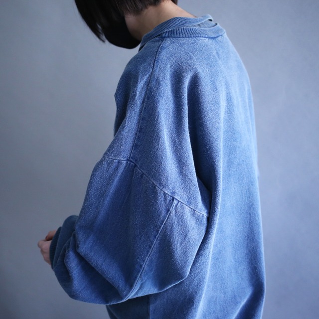 white tiger printed design over silhouette denim pullover