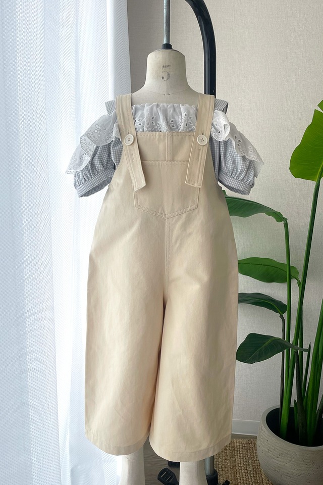 レースオフショルブラウス〈Blue check〉