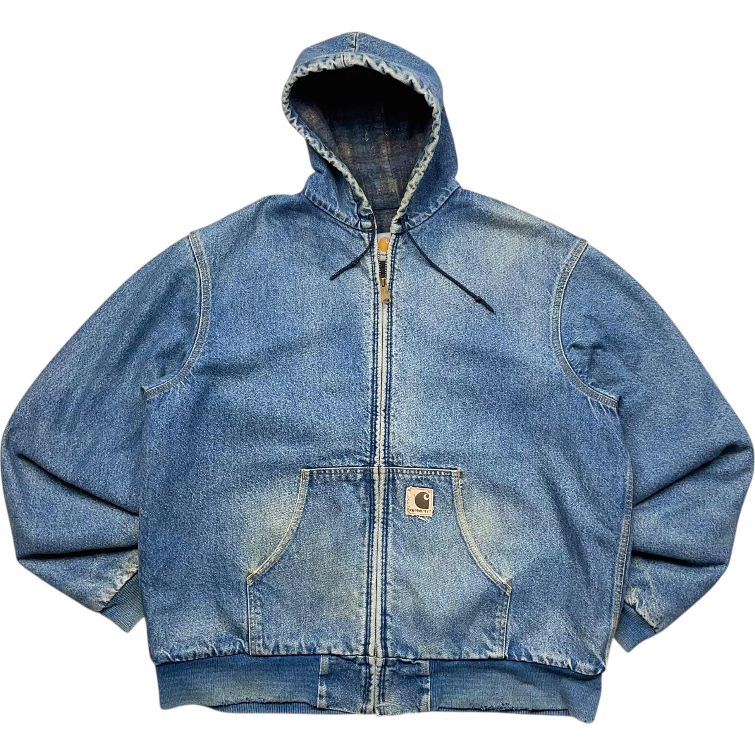 《XL》Carhartt カーハート アクティブジャケット デニム 裏地ブランケット USA製 90年代 vintage no.9528