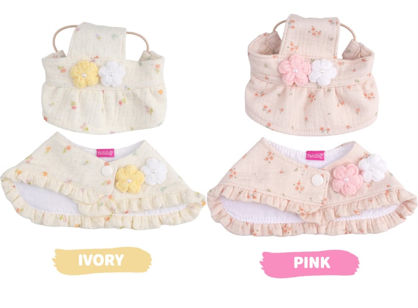 romantic cape & cap set 2color / 犬用 帽子 ケープ バンダナ スカーフ アクセサリー ドッグウェア ペット用 cap 被り物 パーティー インスタ映え お出かけ お揃い 撮影会 キャップハット