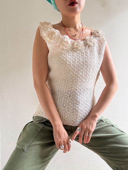 1940s Vintage Paper Yarn Knit Top