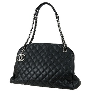 Used CHANEL シャネル マドモアゼル ボーリングバッグ A50558 マトラッセ キャビアスキン ブラック ショルダーバッグ 中古美品