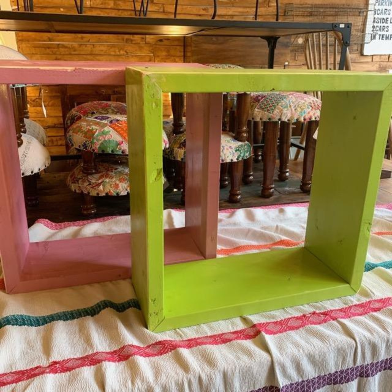 TOPANGA Furniture　カラフルウッドボックス　ラウンドLサイズ/ピンク