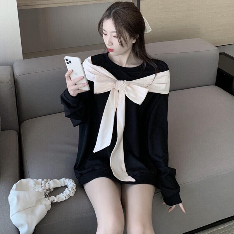 リボンセーター オータムルーズカジュアルトップス 秋物 ガールズファッション40960477212