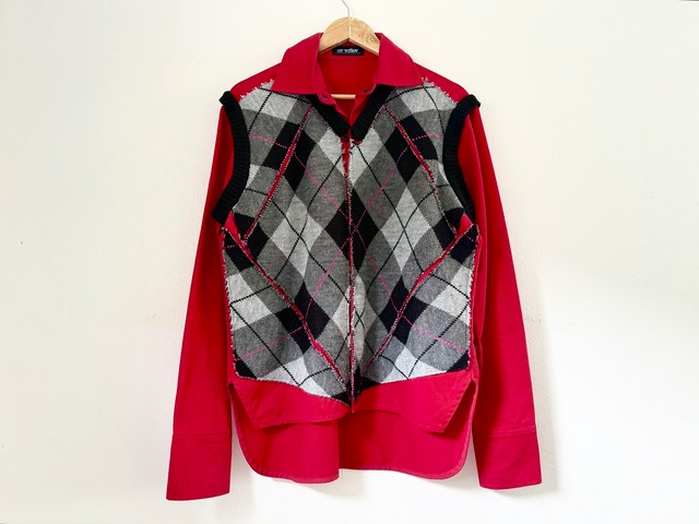 2020AW A.V. VATTEV Argyle check knit shirt MADE IN BULGARIA