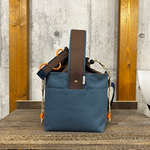 2025新作-＊ One Handle Para2WayBag ＊- <2WAY>/ブルーグレー×焦茶