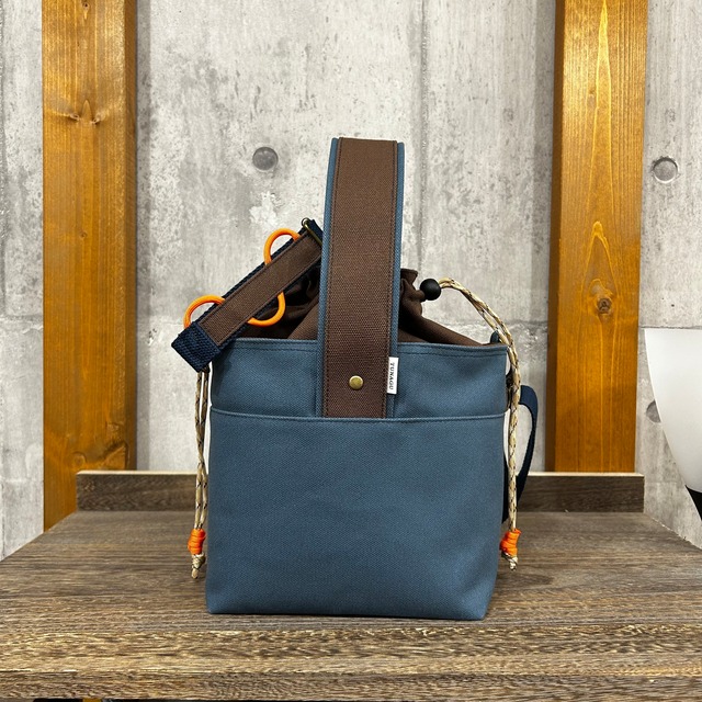 2025新作-＊ One Handle Para2WayBag ＊- <2WAY>/ブルーグレー×焦茶