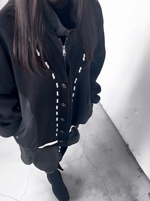 "再構築" Knit×MA-1 Mixture Docking Cardigan