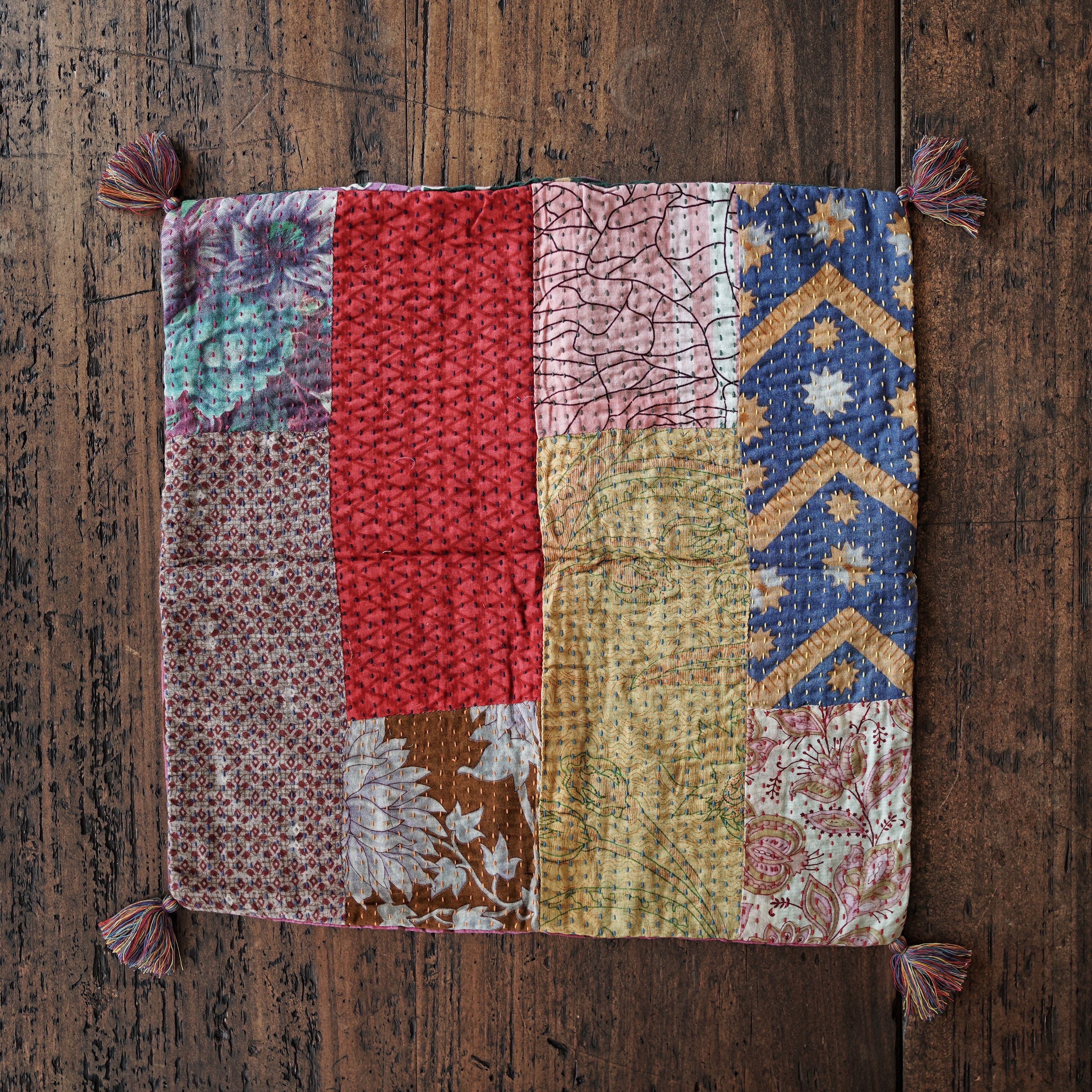 リサイクルサリーパッチワーククッションカバー【C008】/People Tree