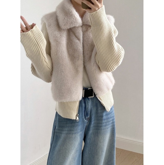 eco-fur knit jacket 10886