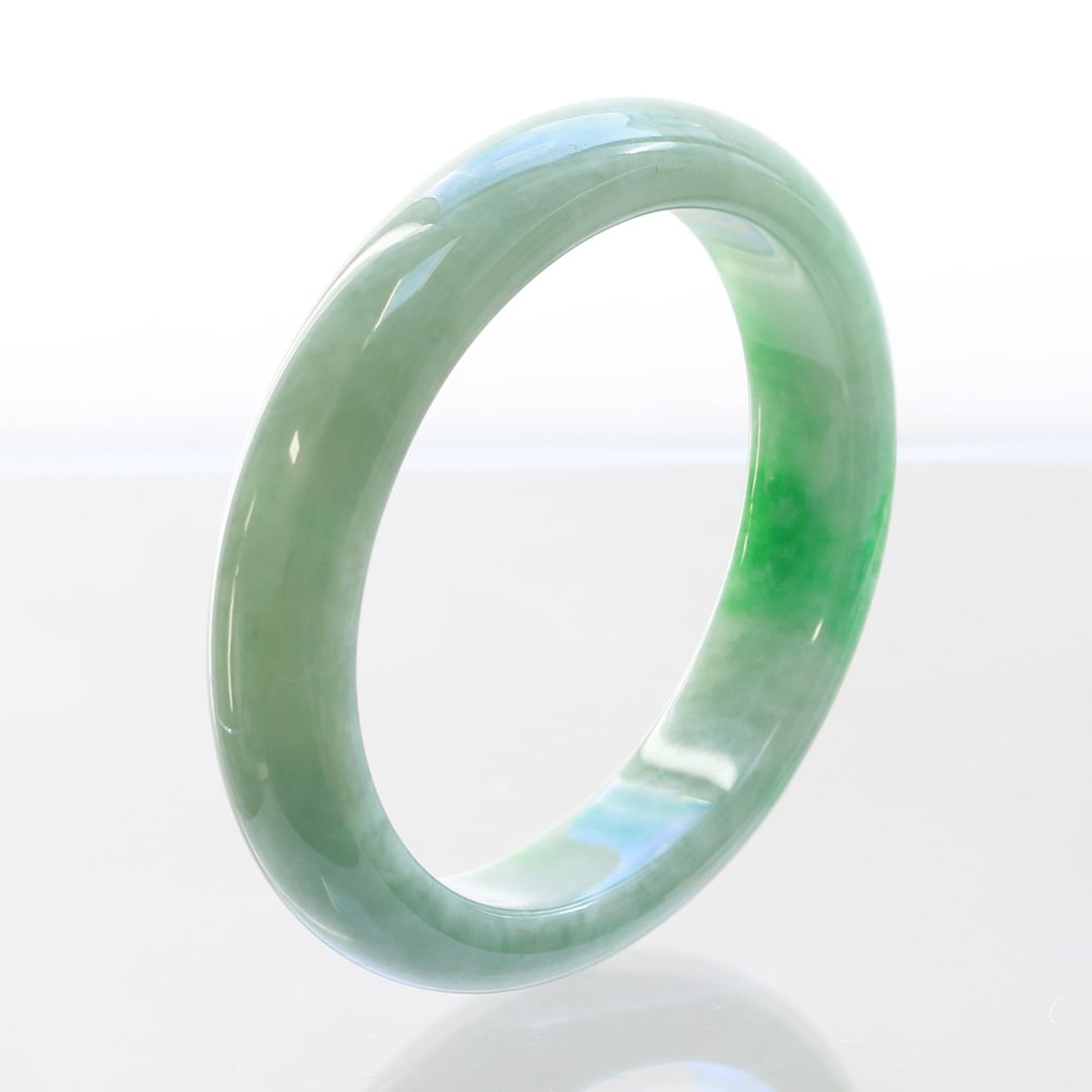 内径 約53mmx48mm 】楕円形 バングル gui fei/ green A貨翡翠