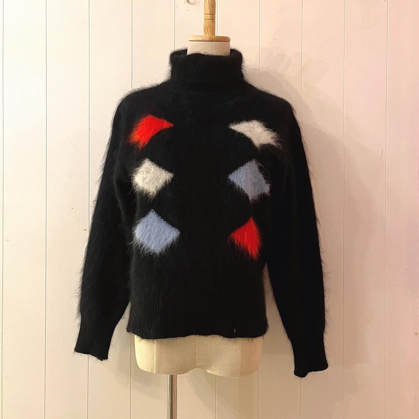 black argyle mohair turtle sweater