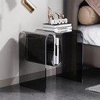 サイドテーブル アクリル製 小型テーブル ベッドサイドキャビネット クリアエンドテーブル ミニマリスト ナイトスタンド リビングルーム バスルーム 寝室用 グレー