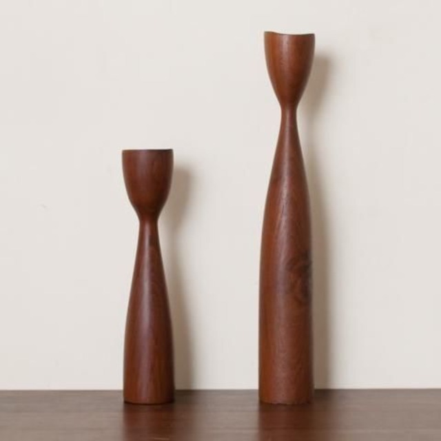 DENMARK SOLID TEAK CANDLE HOLDER SET