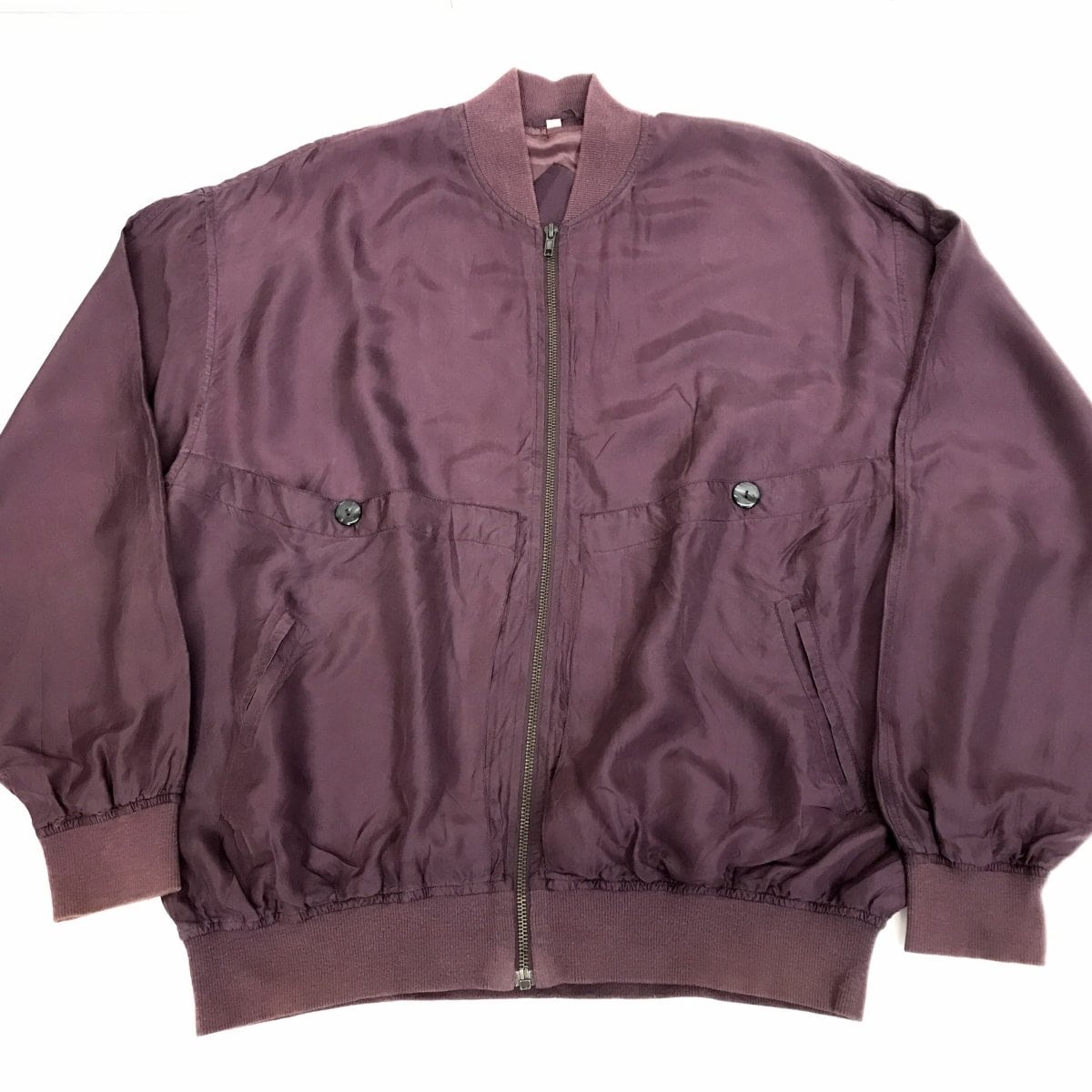 EURO VINTAGE 90年代 シルクブルゾン ボンバー ジャケット レッドパープル XXL 長袖